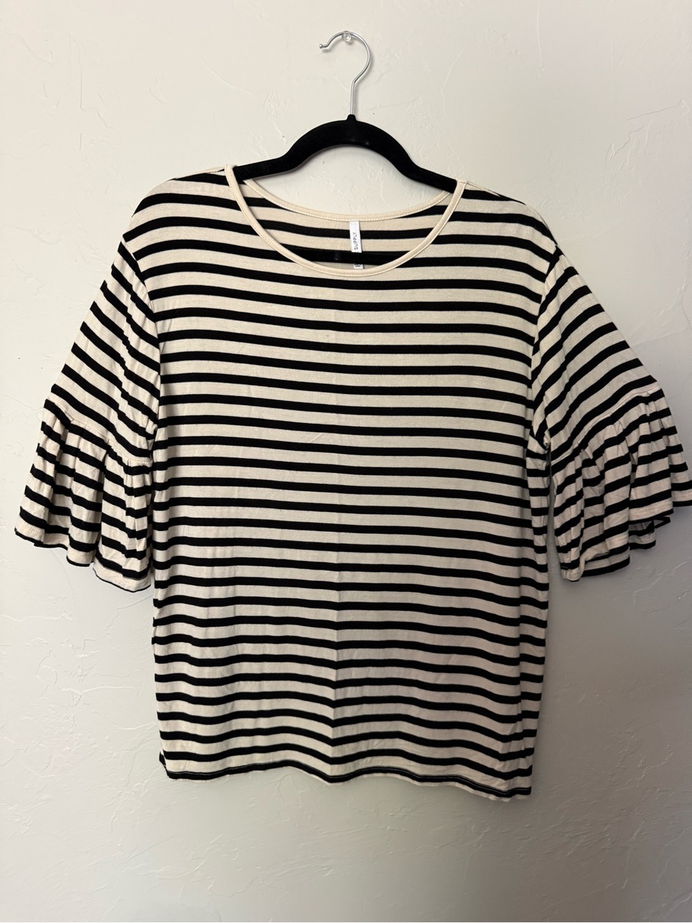 Z Supply Black & Cream Striped Ruffle Sleeve Tunic
